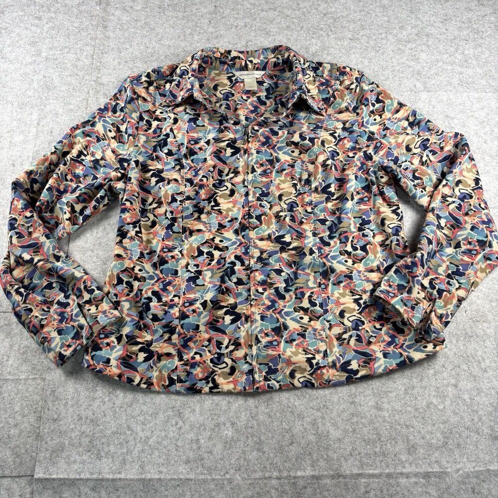 Vintage Christopher & Banks Multicolor Abstract Paisley Full Zip Jacket Womens L